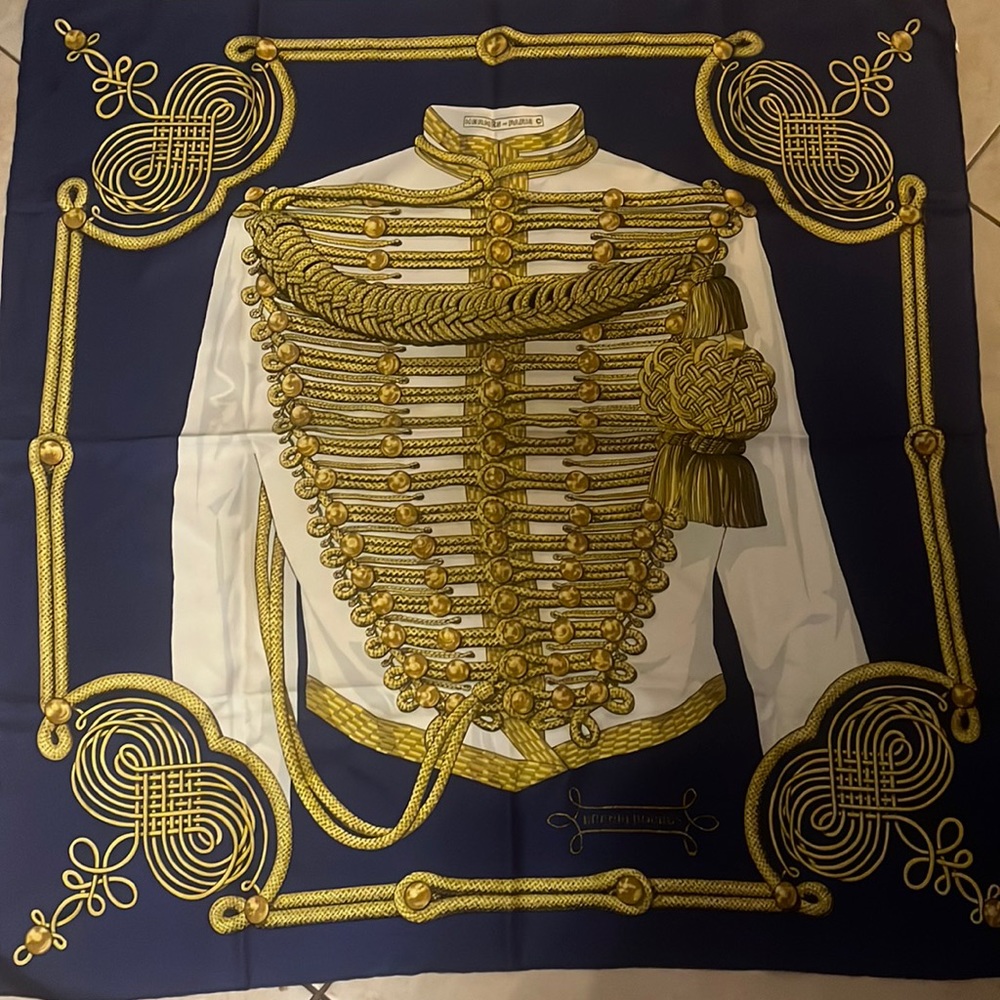 Hermes Brandebourgs 90 silk scarf